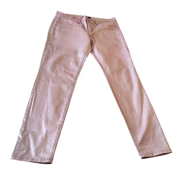 White House Black Market Pants - White House Black Market Womens Pale Pink Skinny Leg 10R Shimmering Casual Pants